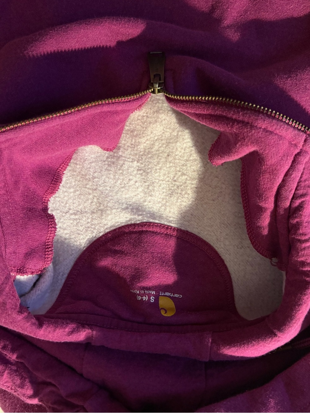 Carhartt Women's Relaxed Fit Midweight 1/4 Zip Hoodie - Magenta - Size Small 4/6 - Picture 6 of 6